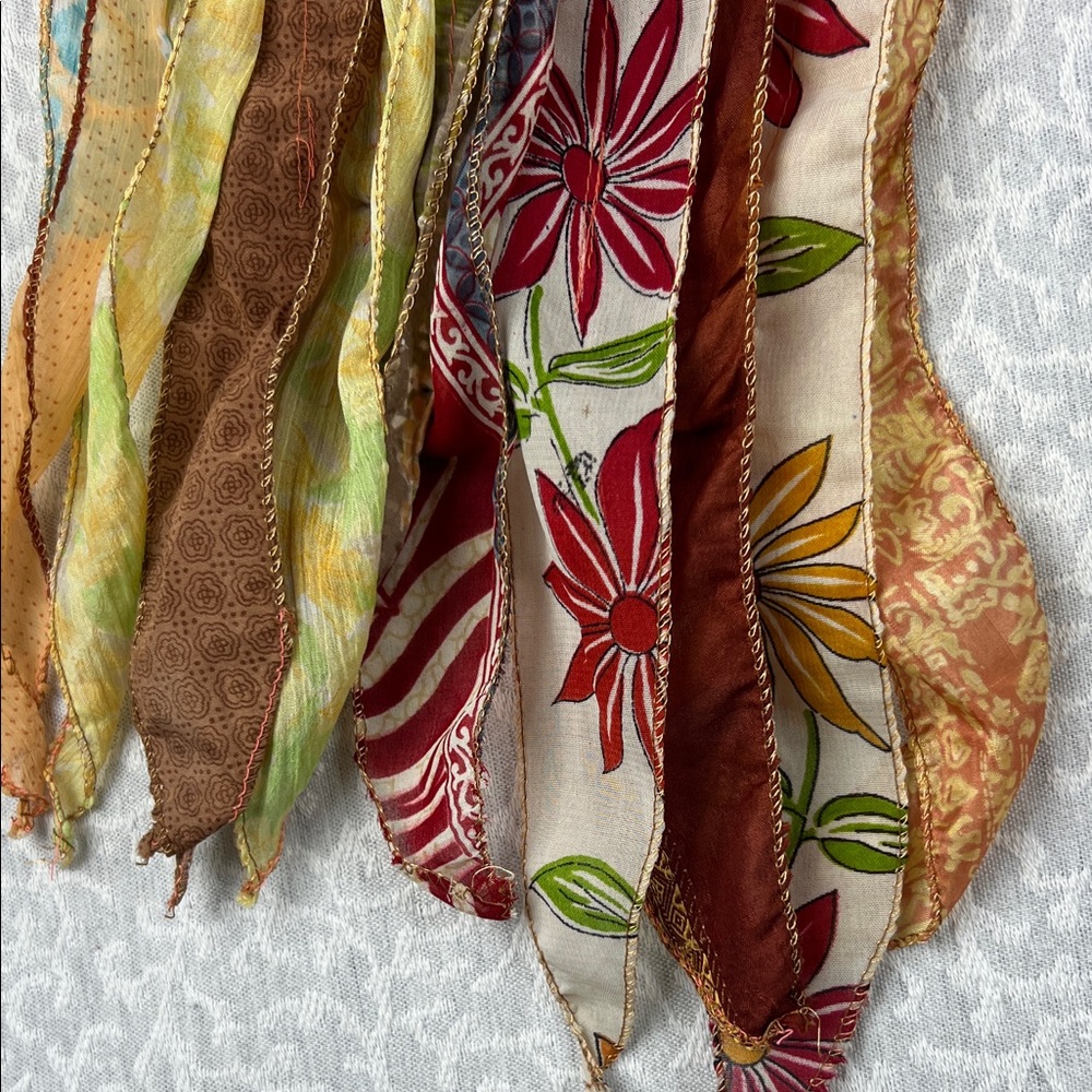 Colorful Striped Panel Scarf Size 75”:9” made of Indian saris hand crafted - Picture 4 of 8